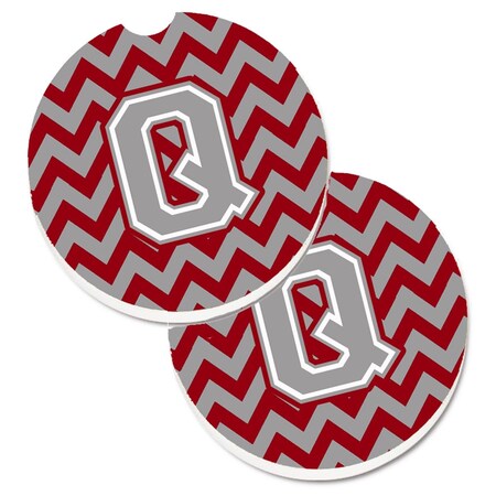 Carolines Treasures Letter Q Chevron Crimson and Grey Cup Holder Car Coaster, PK2 CJ1043-QCARC